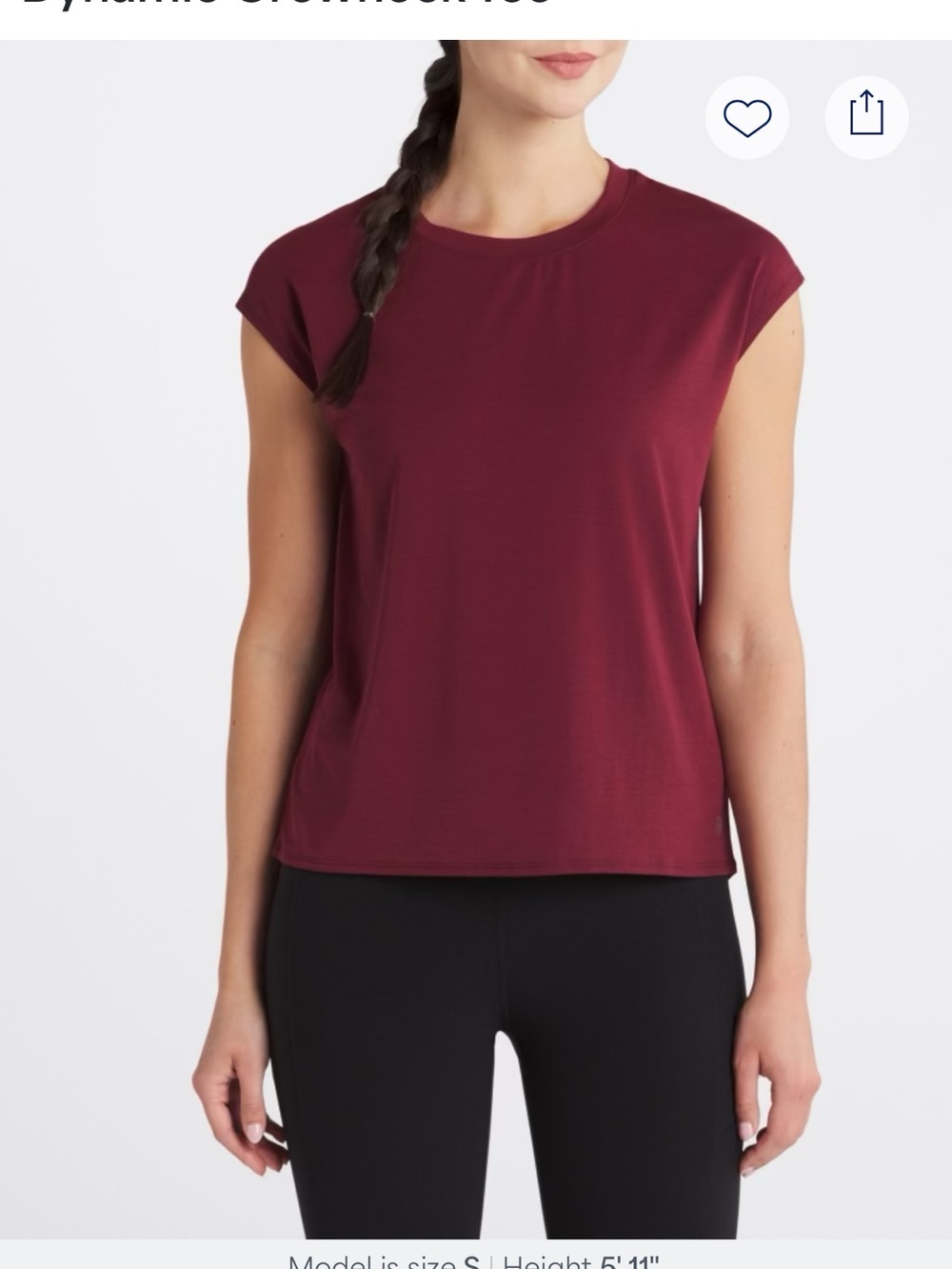 MPG Women's Cap-Sleeve Tee in Burgundy size medium.